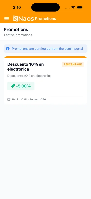 Promociones y descuentos NAOS POS