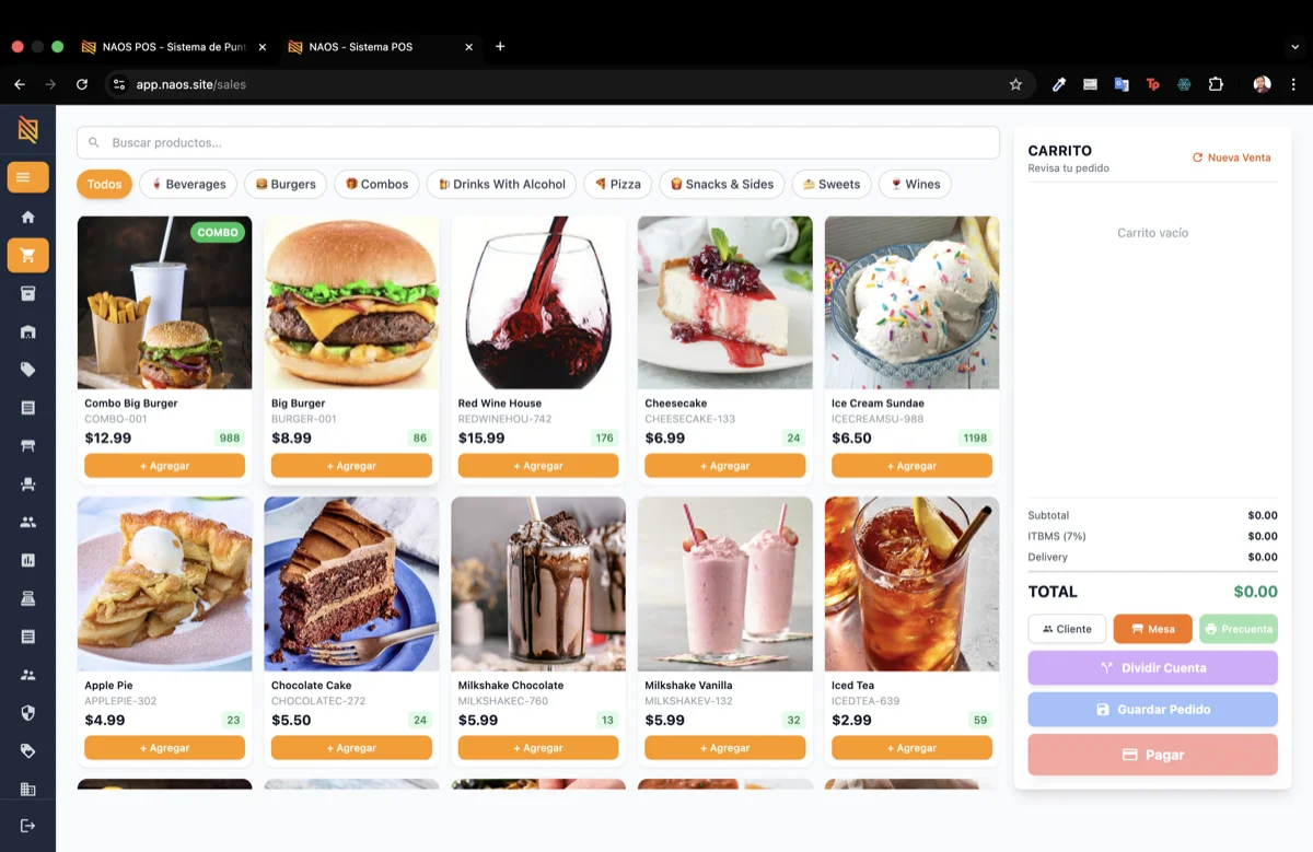 Mapa de mesas NAOS POS Restaurant