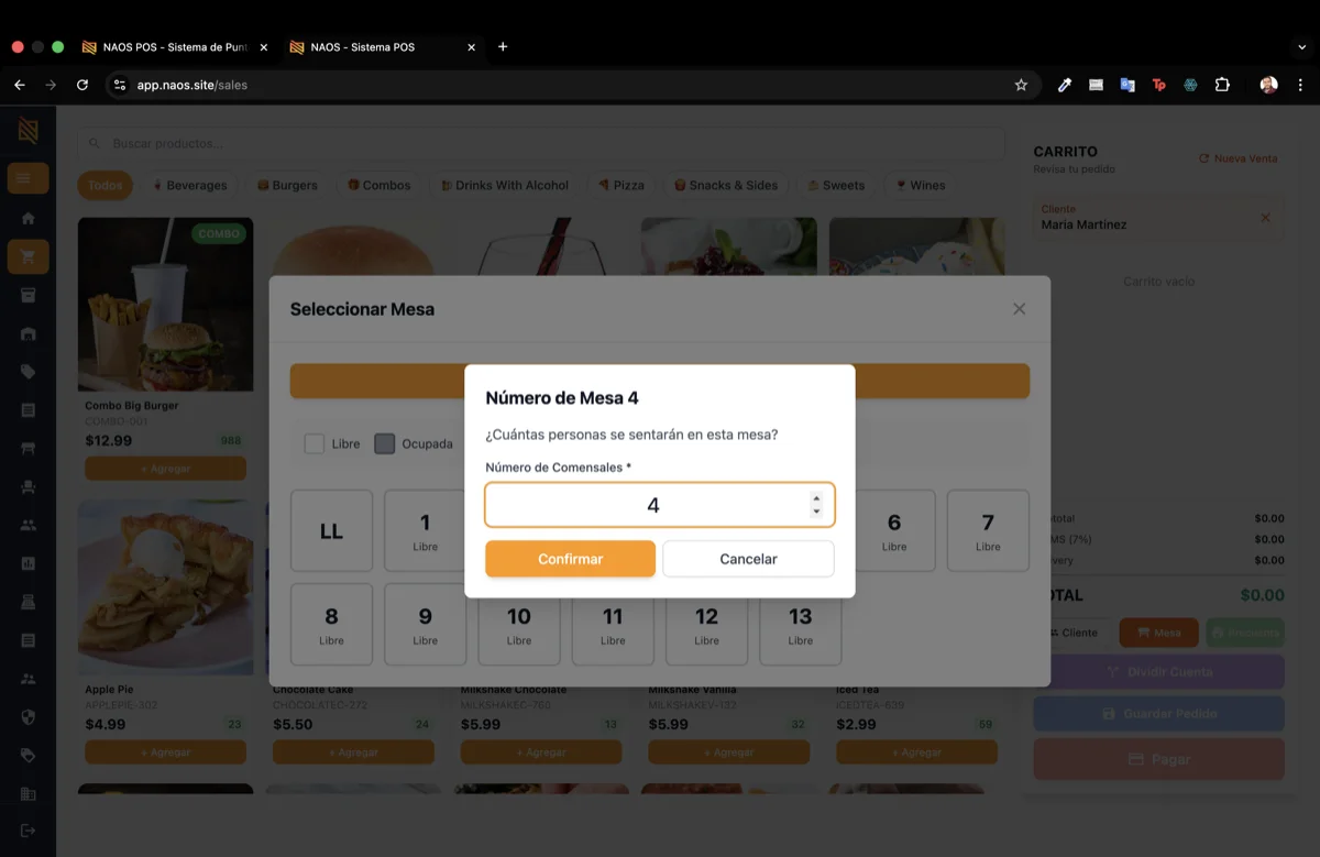 División de cuentas NAOS POS