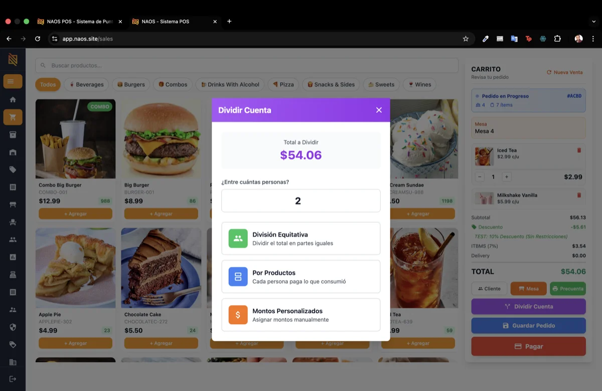 Toma de pedidos NAOS POS