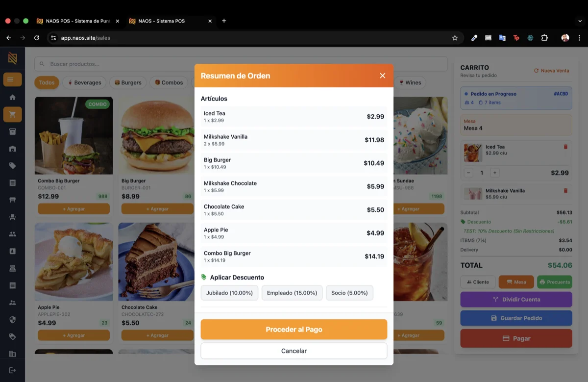 Vista de cocina NAOS POS